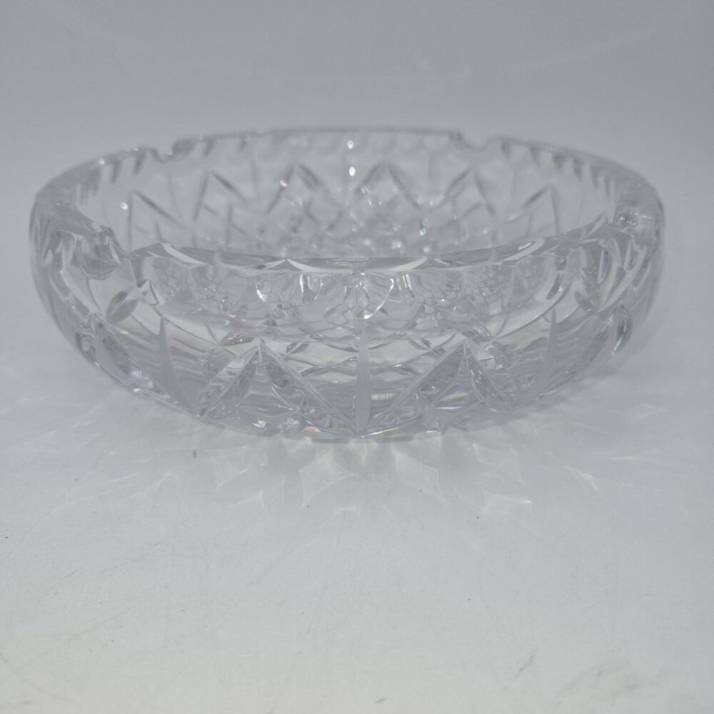 Ceska 8" Hand Cut Lead Crystal Ashtray Bohemian Czech Starburst Heavy Cut‎ Glass